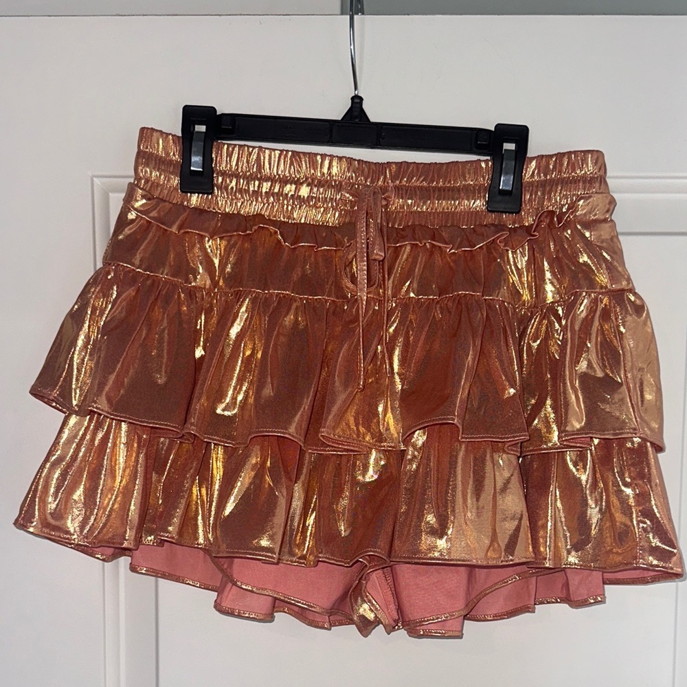 Shimmering Gold Ruffle Skort